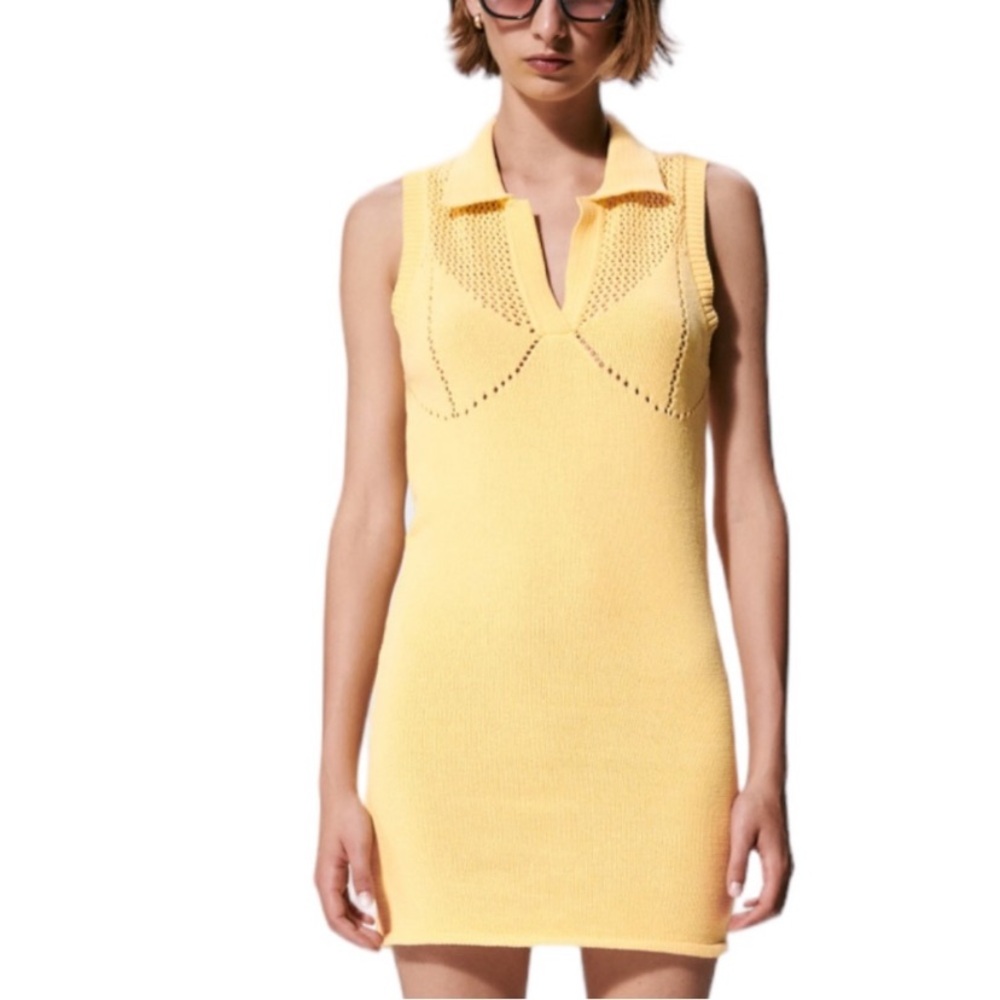 NWT Zara Crochet Knit Sleeveless Dress sz M
